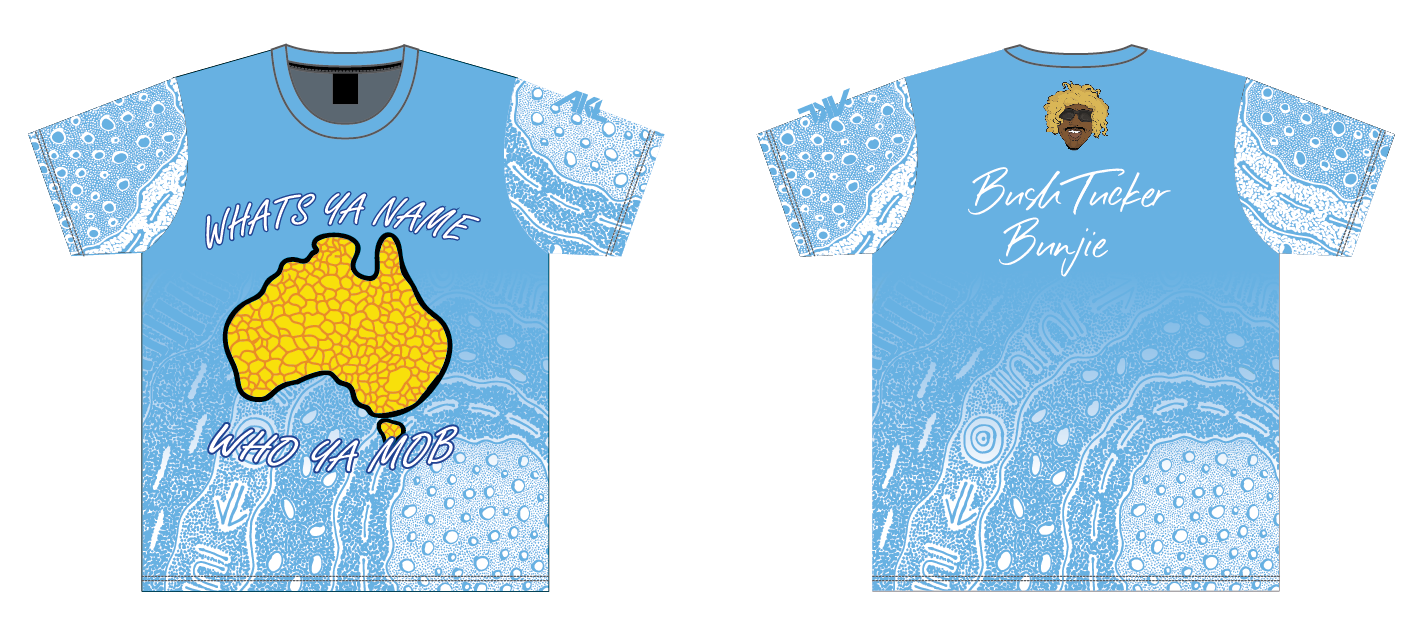 Bush Tucker Bunji- Tee Shirt- What ya name who ya mob?